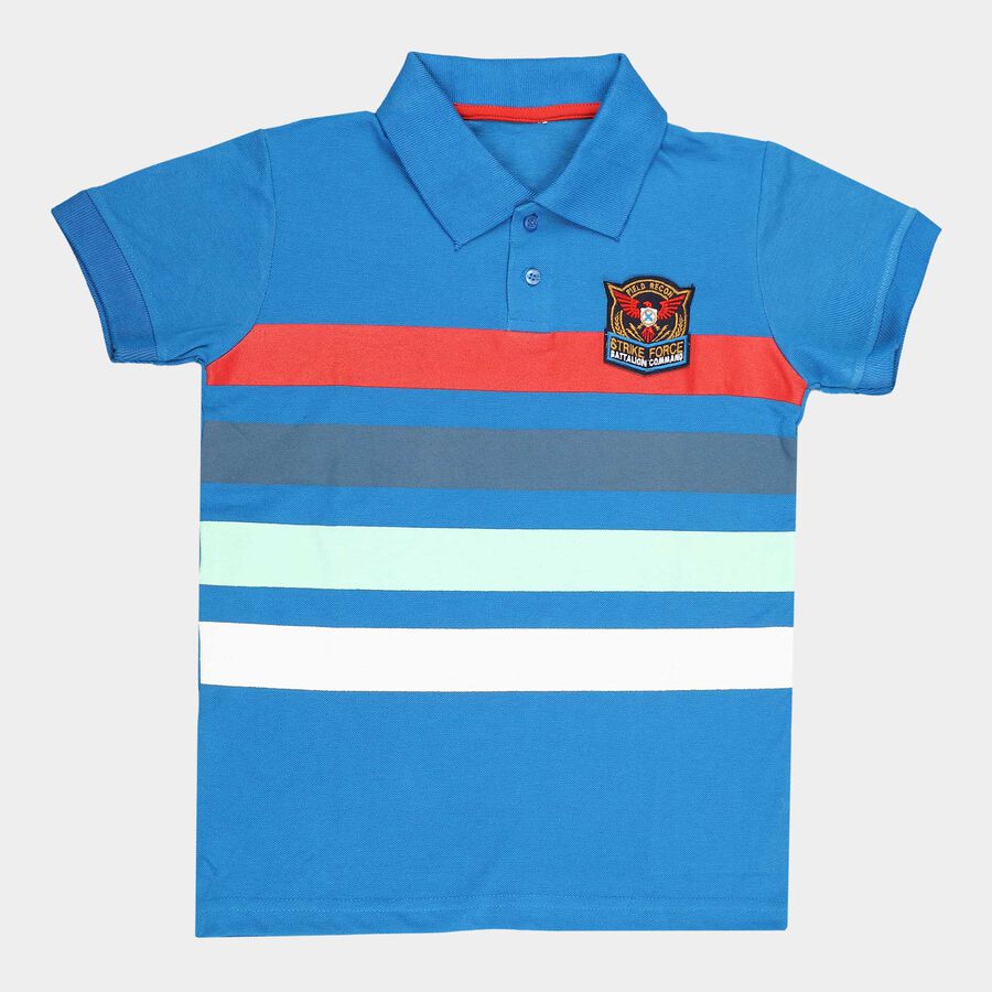 Boys Stripes T-Shirt, Royal Blue, large image number null