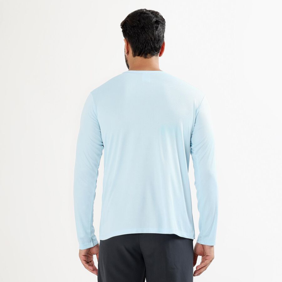 Men's Light Powder Blue Round Neck Casual T-Shirt, Light Blue, large image number null