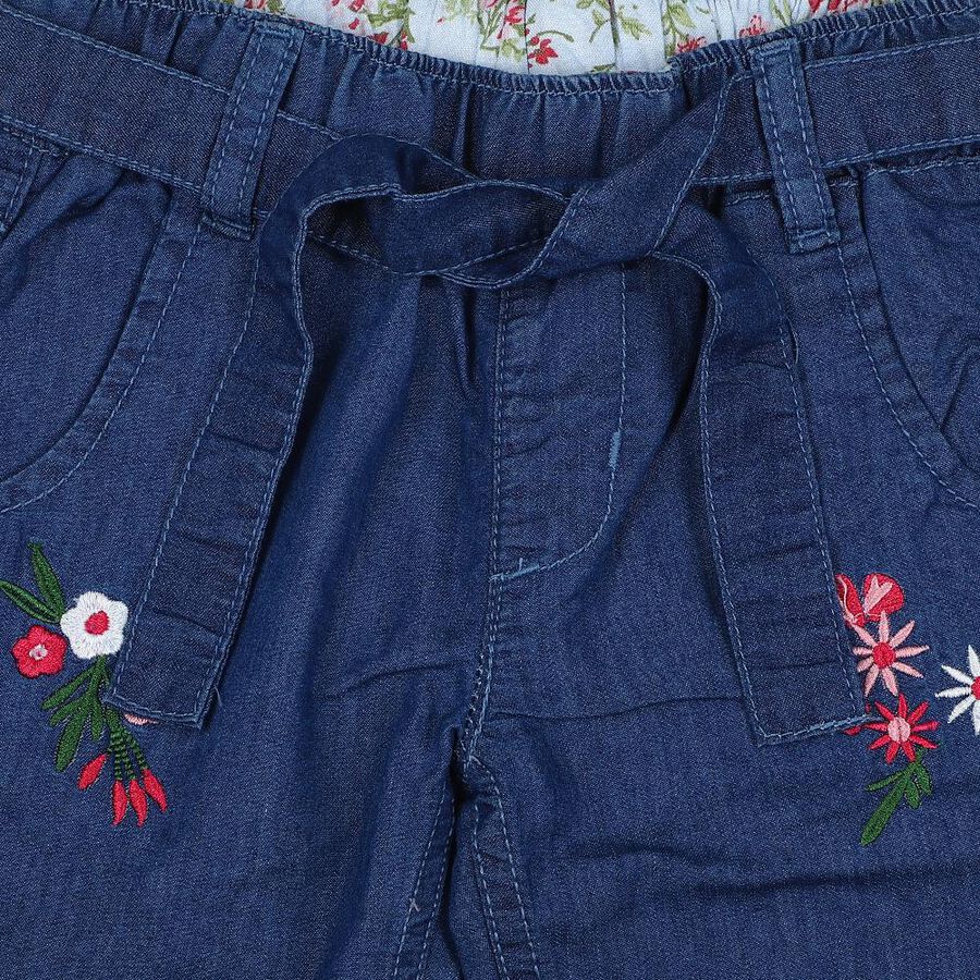 Girls' Blue Regular Fit Jeans, मध्यम नीला, large
