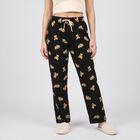 Women's Black Straight Fit Teddy Lounge Pyjama, Black, small