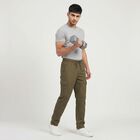 Men's Olive Green Slim Fit Cargo Trousers, Olive, small