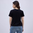 Women's Jet Black Round Neck Casual T-Shirt, Black, small image number null