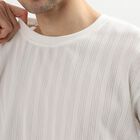 Men's Snow White Round Neck Casual T-Shirt, White, small