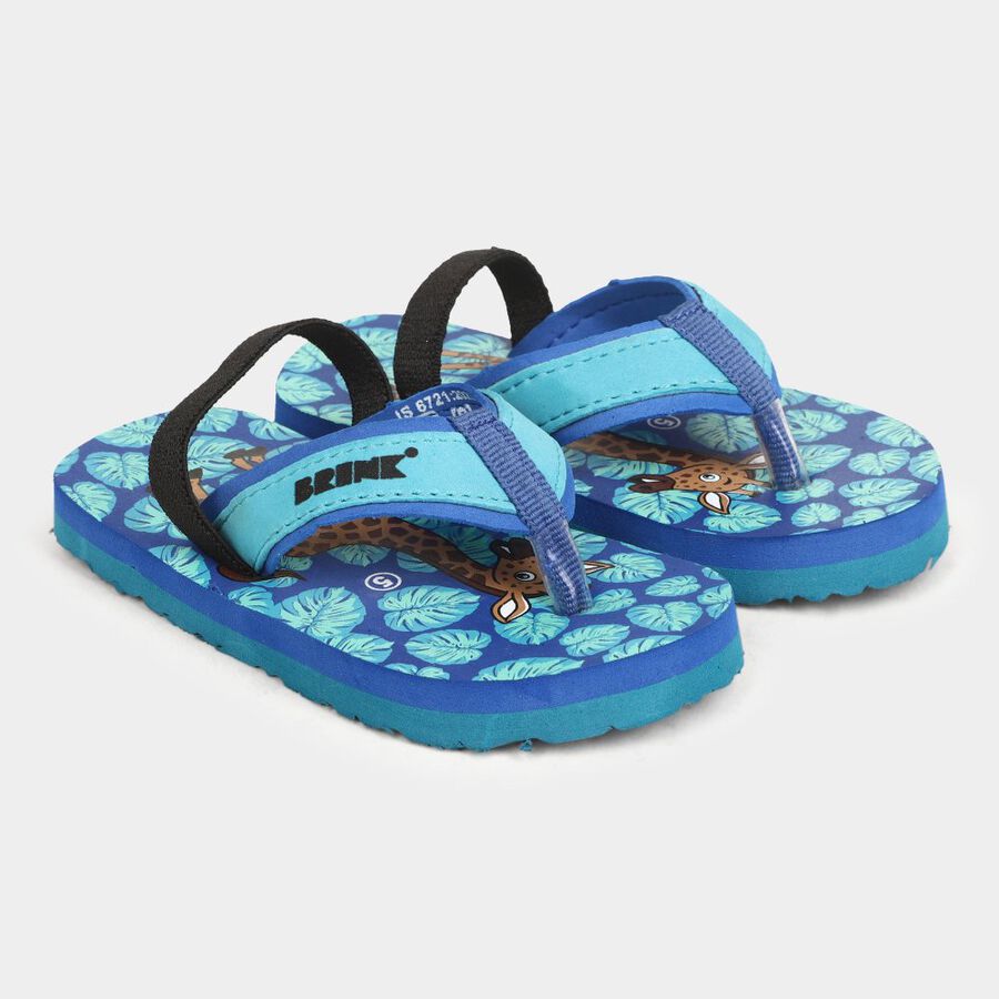 Kids Printed Slippers, Blue, large image number null