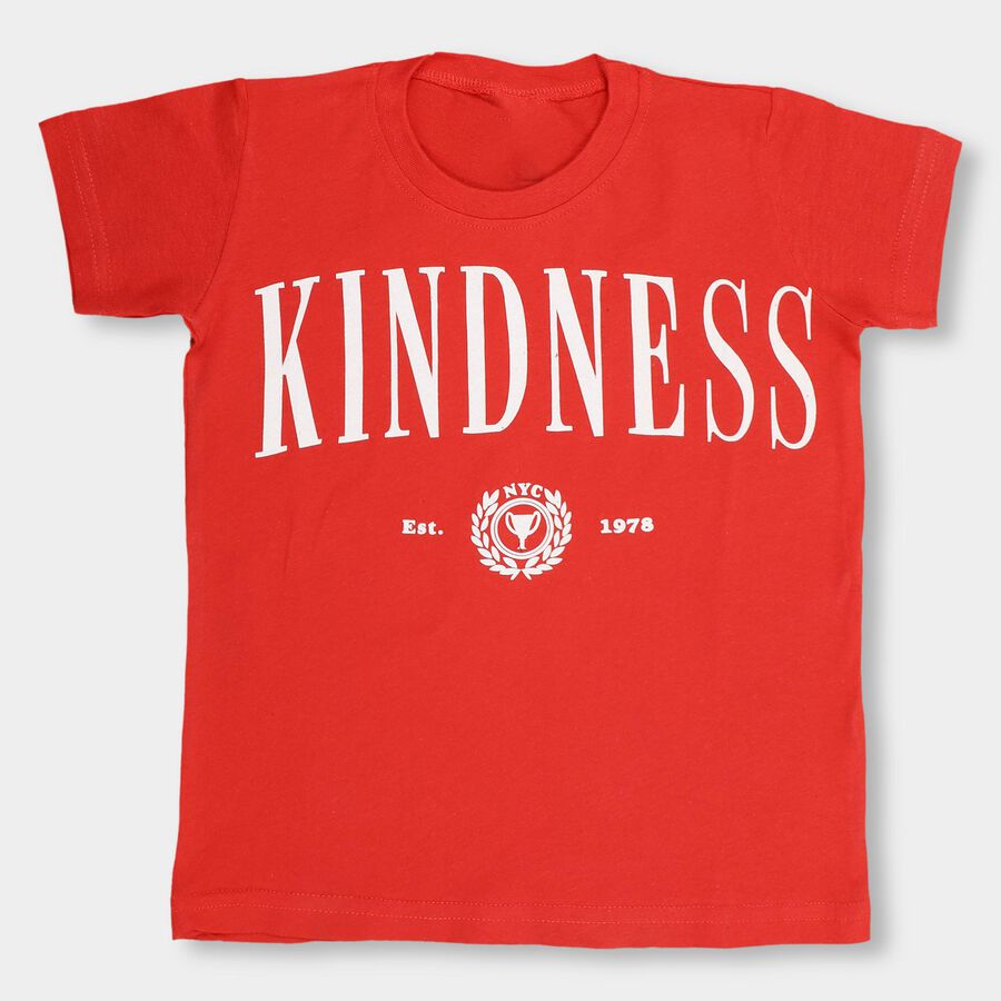 Boys' 100% Cotton Half Sleeves T-Shirt, लाल, large image number null
