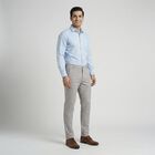 Men's Grey Slim Fit Casual Trousers, Light Grey, small