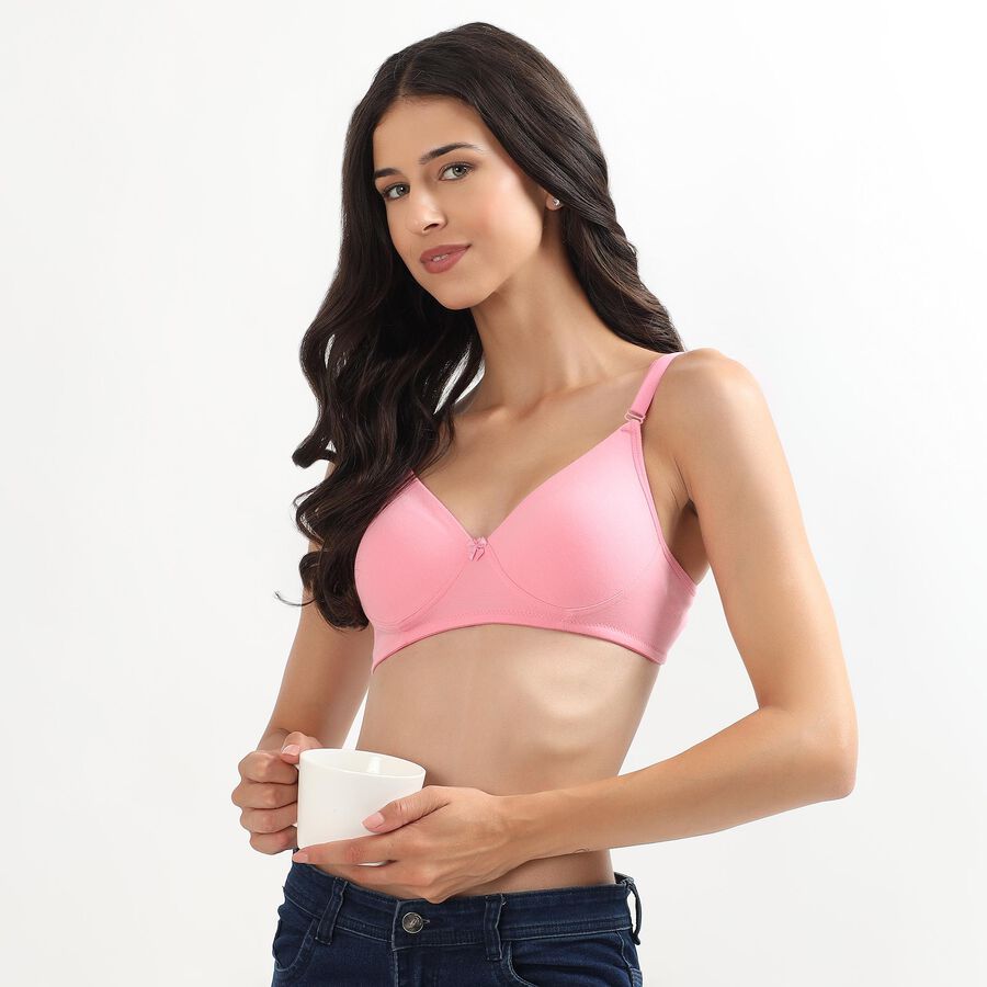 Women's Soft Pink Cotton Wire-Free Everyday Bra, Pink, large image number null