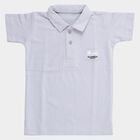 Boys' Light Blue Cotton Polo Neck Striped T-Shirt, हल्का नीला, small