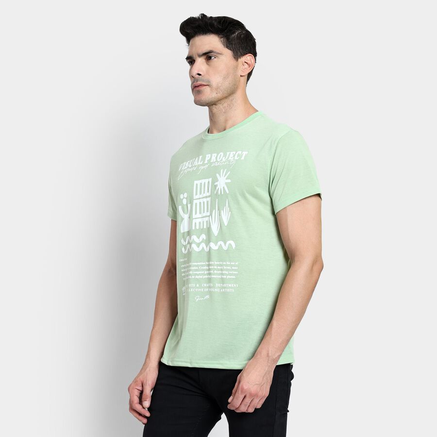 Men's Round Neck Half Sleeves T-Shirt, Light Green, large image number null