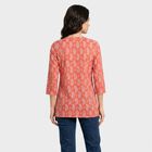Women's Pink Round Neck Printed Straight Kurti, Pink, small