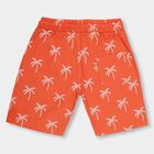 Boys' Bright Orange Printed Elastic Waist Bermuda Shorts, Rust, small image number null