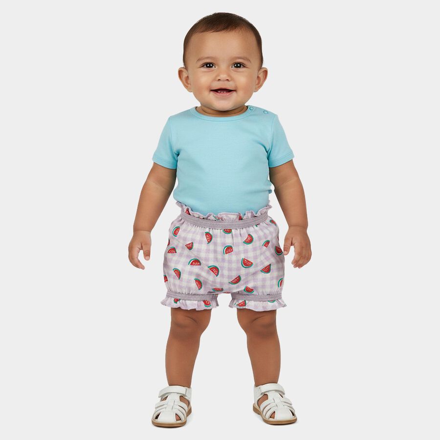 Infants' Lavender Regular Fit Printed Bloomer Shorts, लाइलेक, large