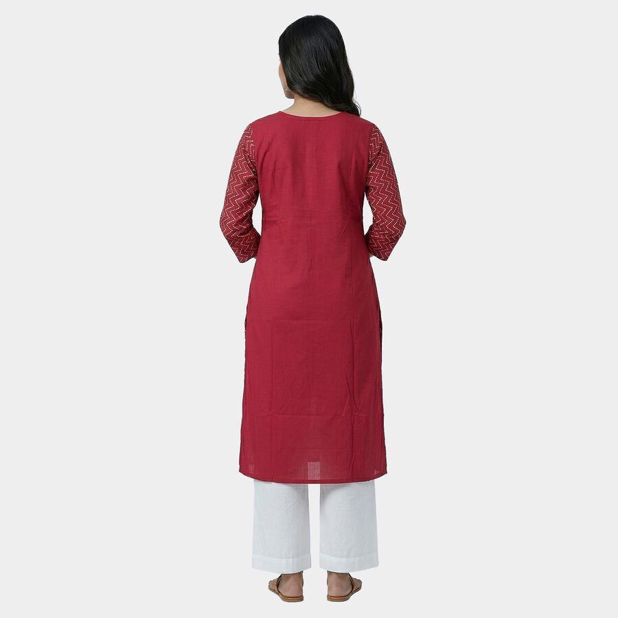 Women's Fuchsia Round Neck Classic Kurta, Fuchsia, large