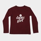 Girls Wine Round Neck Regular Top, Wine, small