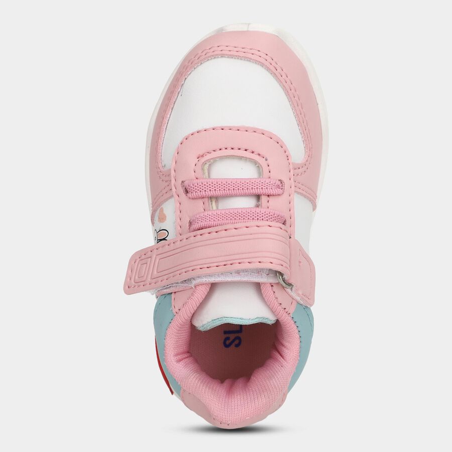 Girls Light Pink Velcro Casual Shoes, Pink, large image number null