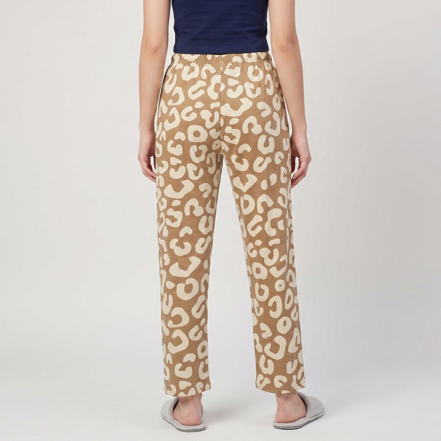 Women's Beige Straight Fit Printed Lounge Pyjama, Beige, large