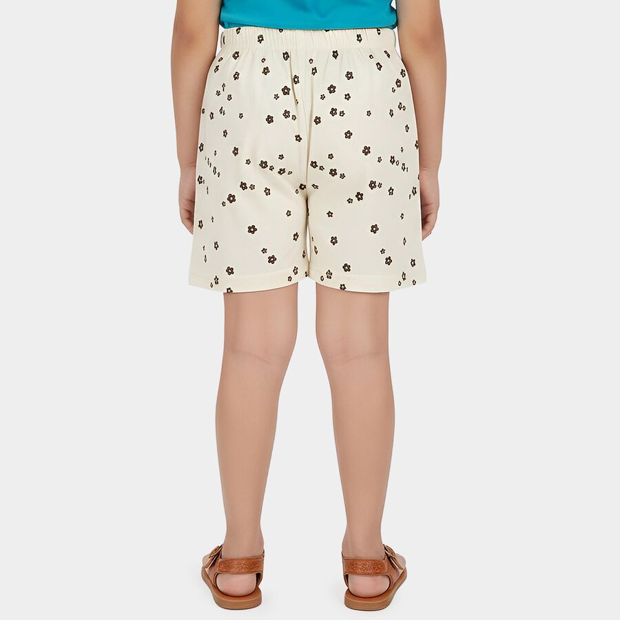 Girls' Off White Regular Fit Athletic Shorts, ऑफ व्हाइट, large