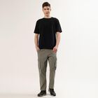 Men's Olive Green Slim Fit Flat-Front Trousers, Light Green, small