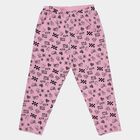 Girls Pink Printed Cotton Blend Pyjama, Light Pink, small