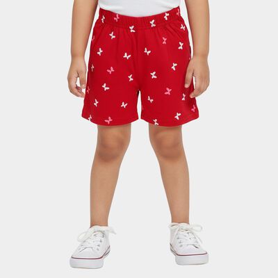 Girls' Fuchsia Butterfly Print Elastic Waist Shorts