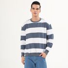 Men's Navy and White Crew Neck Casual Sweatshirt, Mid Blue, small image number null