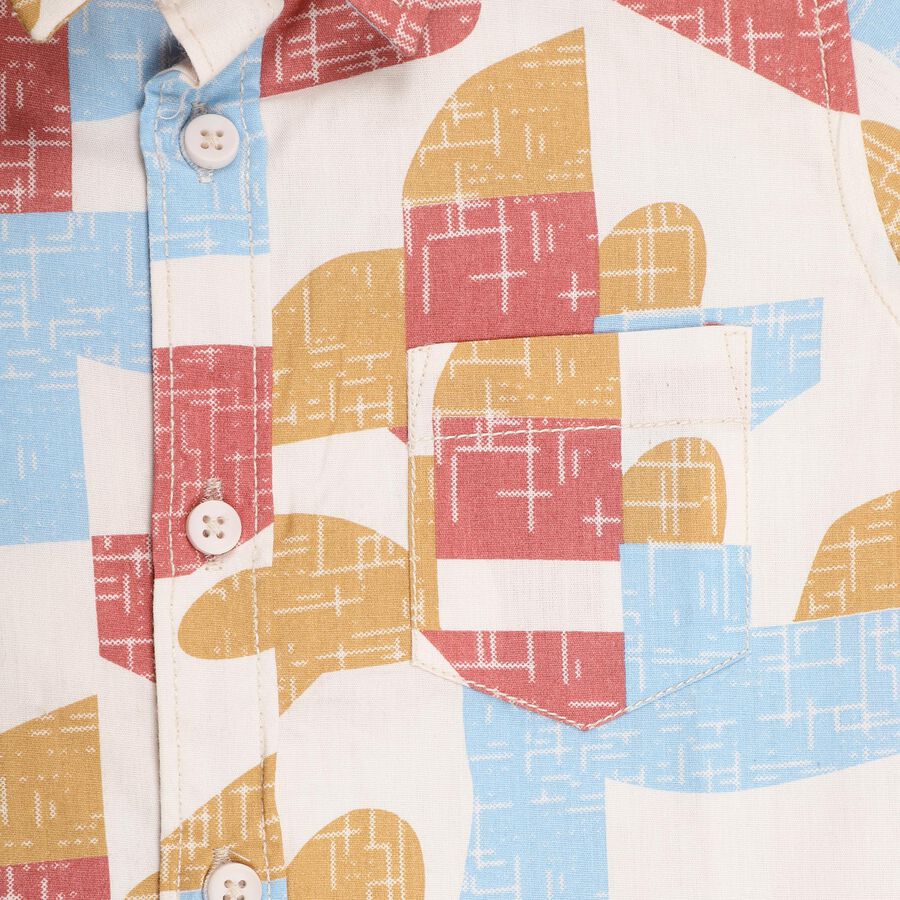 Boys' 100% Cotton Regular Collar Casual Shirt , Off White, large image number null