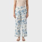 Women's Off White Regular Fit Floral Printed Palazzos, ऑफ व्हाइट, small