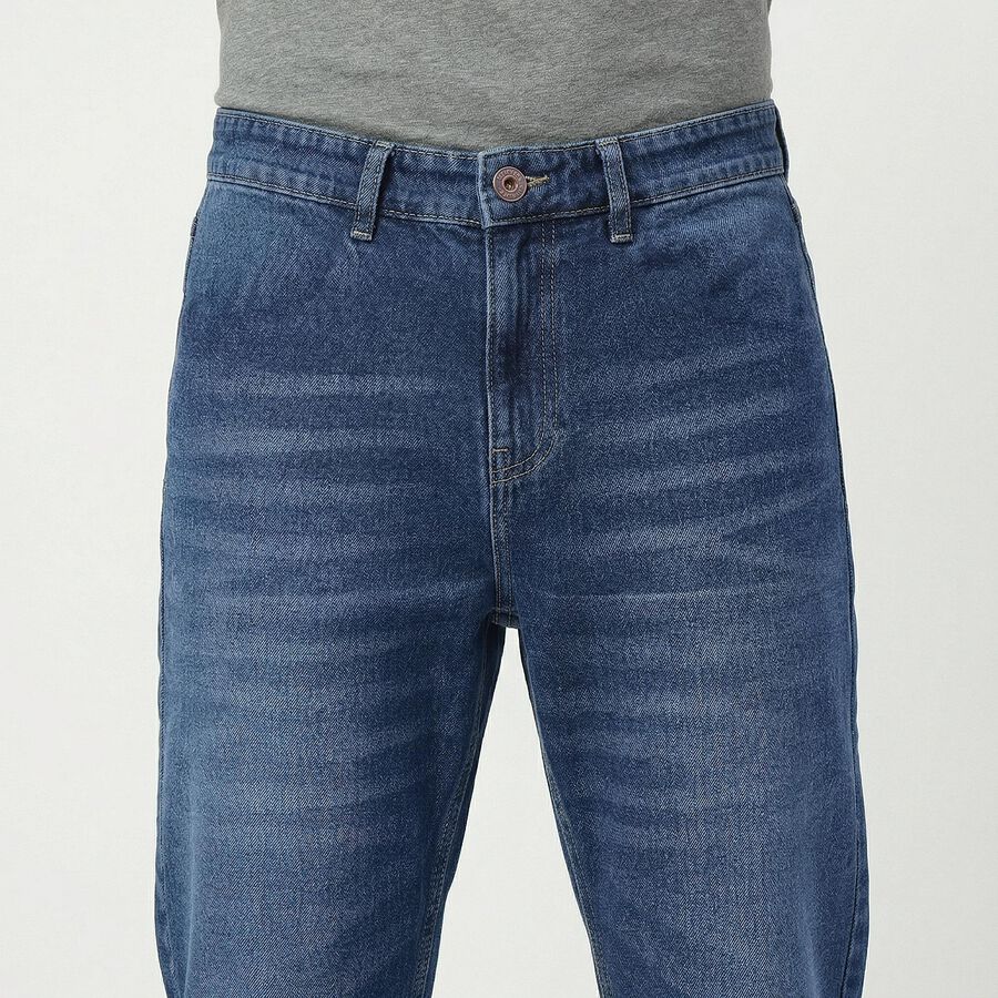 Men's Blue Straight Fit Classic Jeans, Dark Blue, large