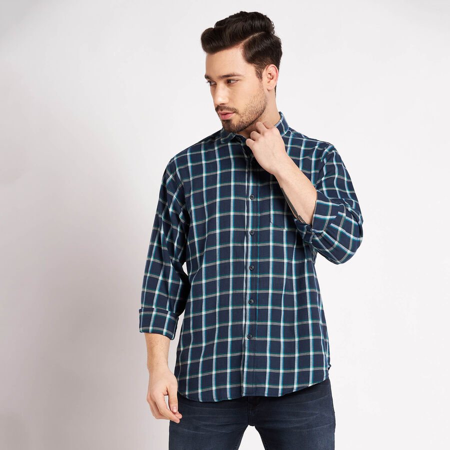 Checks Casual Shirt, Navy Blue, large image number null
