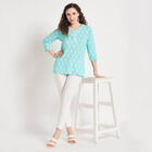 All Over Print Straight Kurti, Light Blue, small image number null