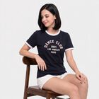 Women's Navy Blue Round Neck Regular T-Shirt, नेवी ब्लू, small