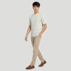 Men's Green Round Neck Regular Striped T-Shirt, हल्का हरा, small