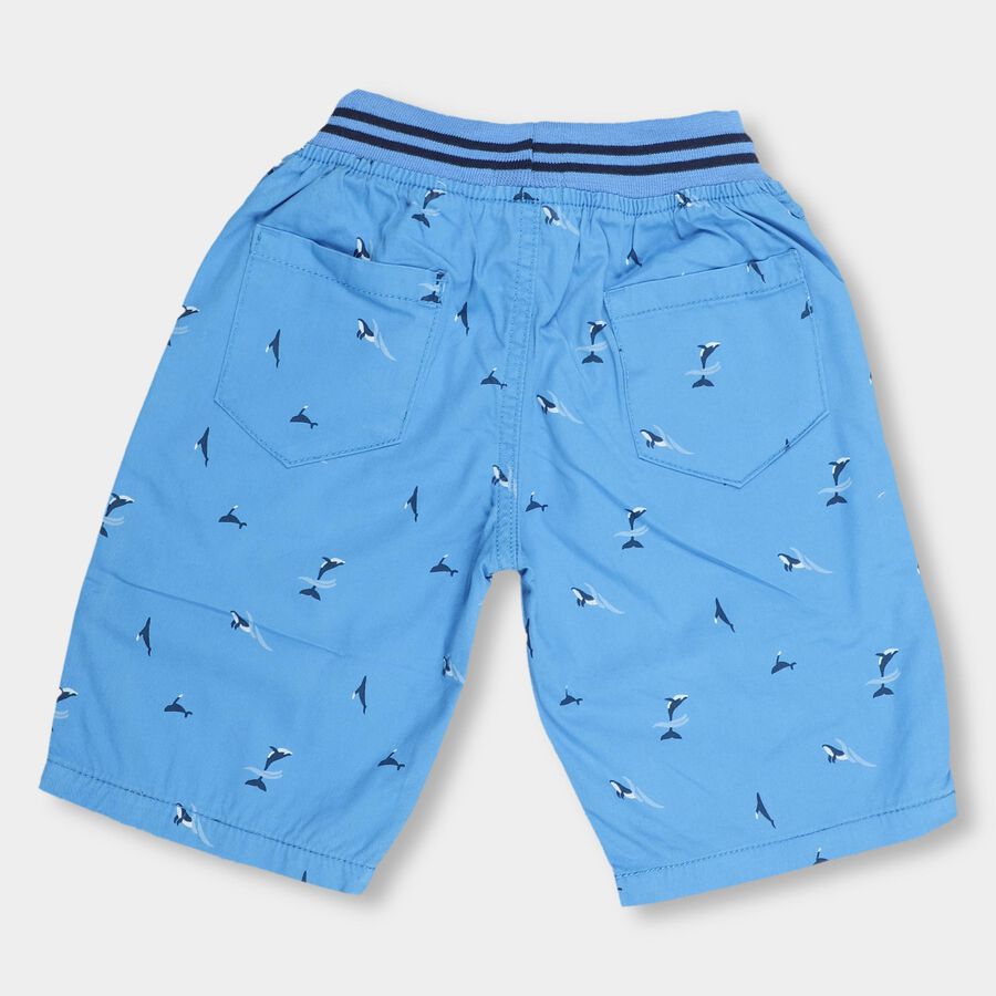 Boys Bright Sky Blue Printed Relaxed Fit Jamaican Shorts, Royal Blue, large image number null