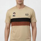 Men's Brown Round Neck Casual T-Shirt, भूरा, small