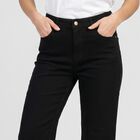 Women's Black Solid Jeans, काला, small