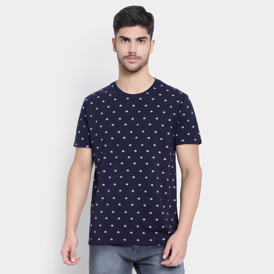Round Neck T-Shirt, Navy Blue, large image number null