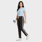 Women's Dark Grey Regular Fit Side-Striped Track Pants, Dark Grey, small