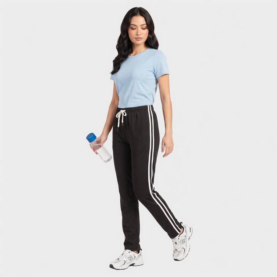 Women's Dark Grey Regular Fit Side-Striped Track Pants, Dark Grey, large
