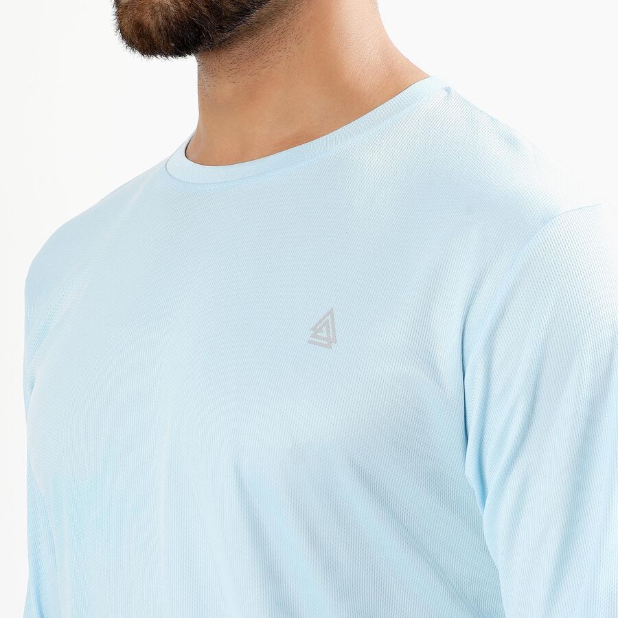 Men's Light Powder Blue Round Neck Casual T-Shirt, Light Blue, large image number null
