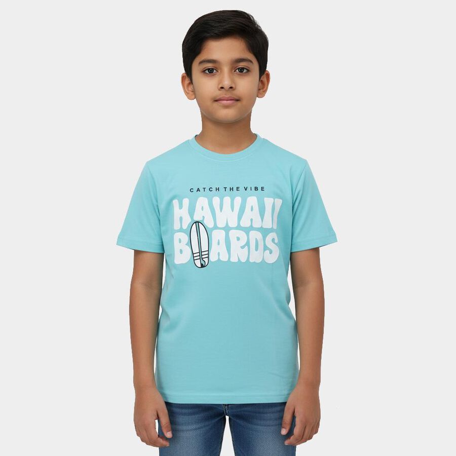 Boys' Half Sleeves T-Shirt, एक्वा, large image number null