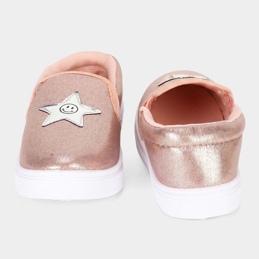 Girls' Rose Gold Slip-On Casual Shoes, Golden, large