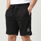 Men's Black Regular Fit Athletic Bermuda Shorts, काला, small