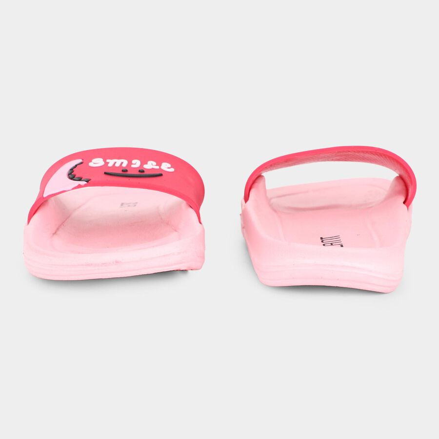 Kids Bright Pink Slip-On Cartoon Slippers, Pink, large image number null