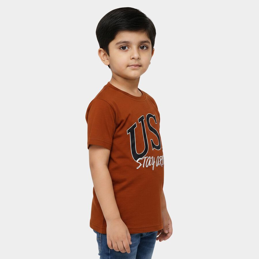 Boys' Half Sleeves T-Shirt, Brown, large