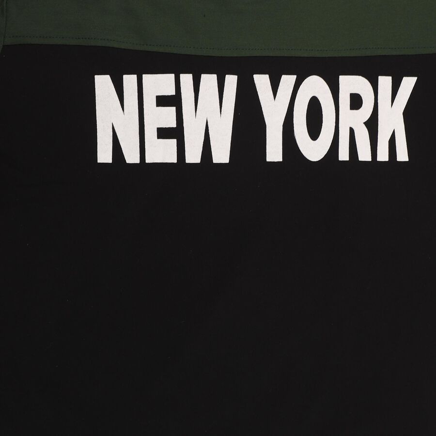 Boys Olive and Black Crew Neck Casual T-Shirt, ओलिव, large image number null