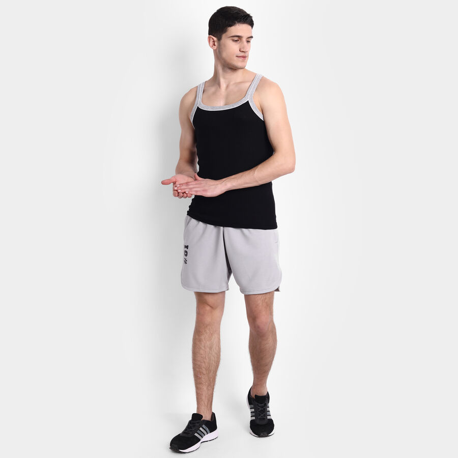 Cotton Solid Sleeveless Gym T-Shirt, Black, large image number null