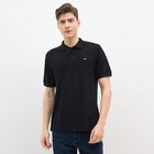 Men's Jet Black Cotton Polo Collar Classic T-Shirt, Black, small