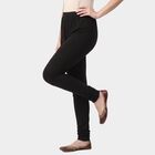 Women's Black Slim Fit Elastic Waist Churidar, Black, small