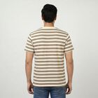 Men's Brown Round Neck Casual T-Shirt, भूरा, small
