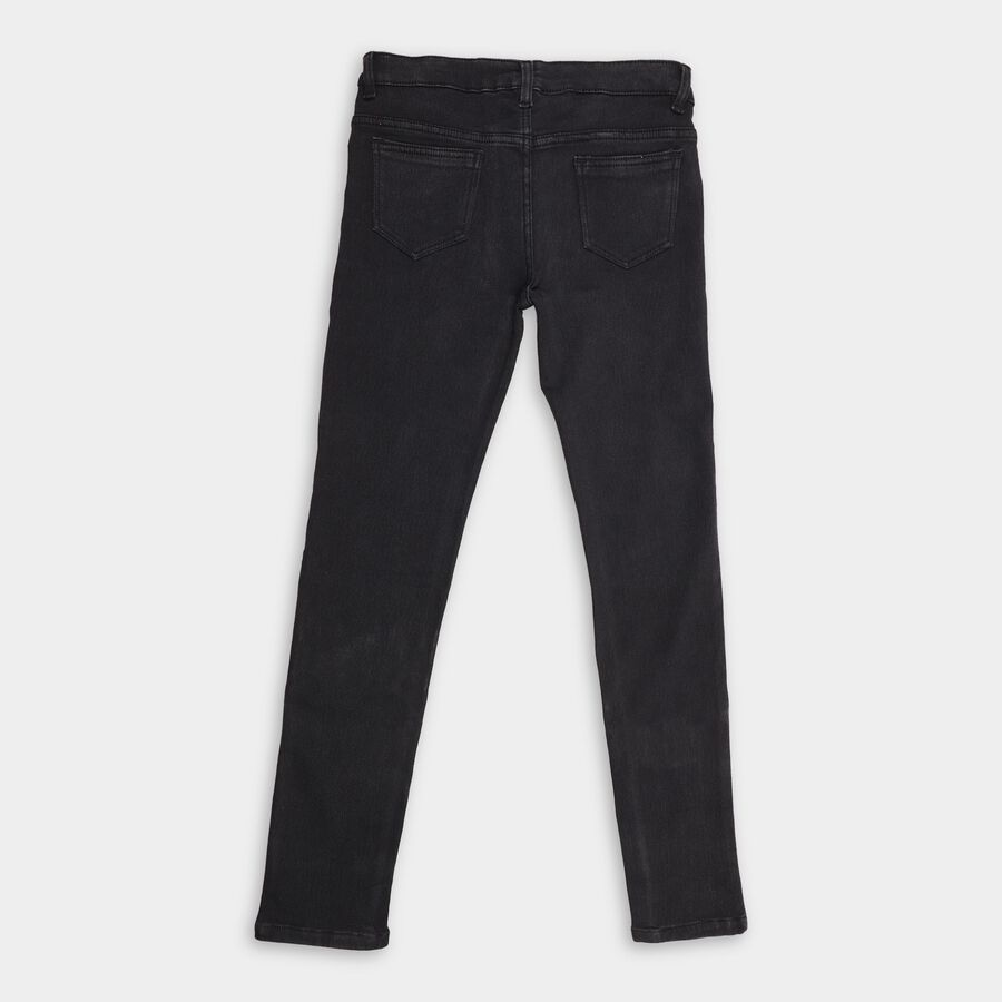 Girl's Basic Slim Black Jeans, Black, large image number null